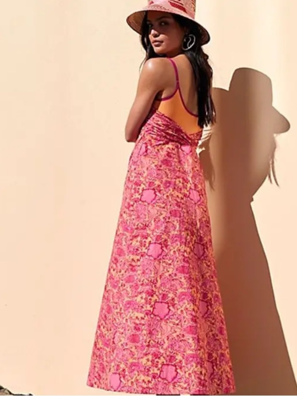 Free People Ruby's Sweetheart Berry Floral Midi Dress, size 2 - Picture 2 of 6